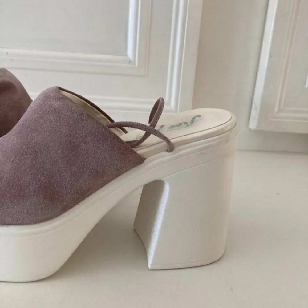 Free People Lace Up Purple Suede Platforms Sz 38 - Picture 3 of 8